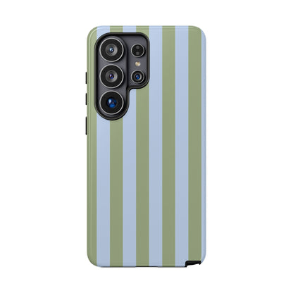 Trendy Ice Blue & Green Stripe Pattern Phone Case - Blue Phone Case - Samsung Galaxy S26 Ultra / Glossy
