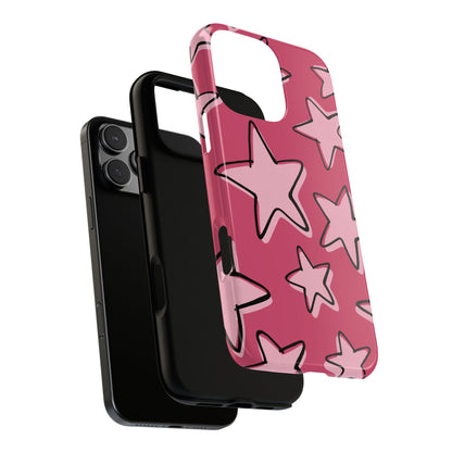 Raspberry Pink Doodle Star Phone Case