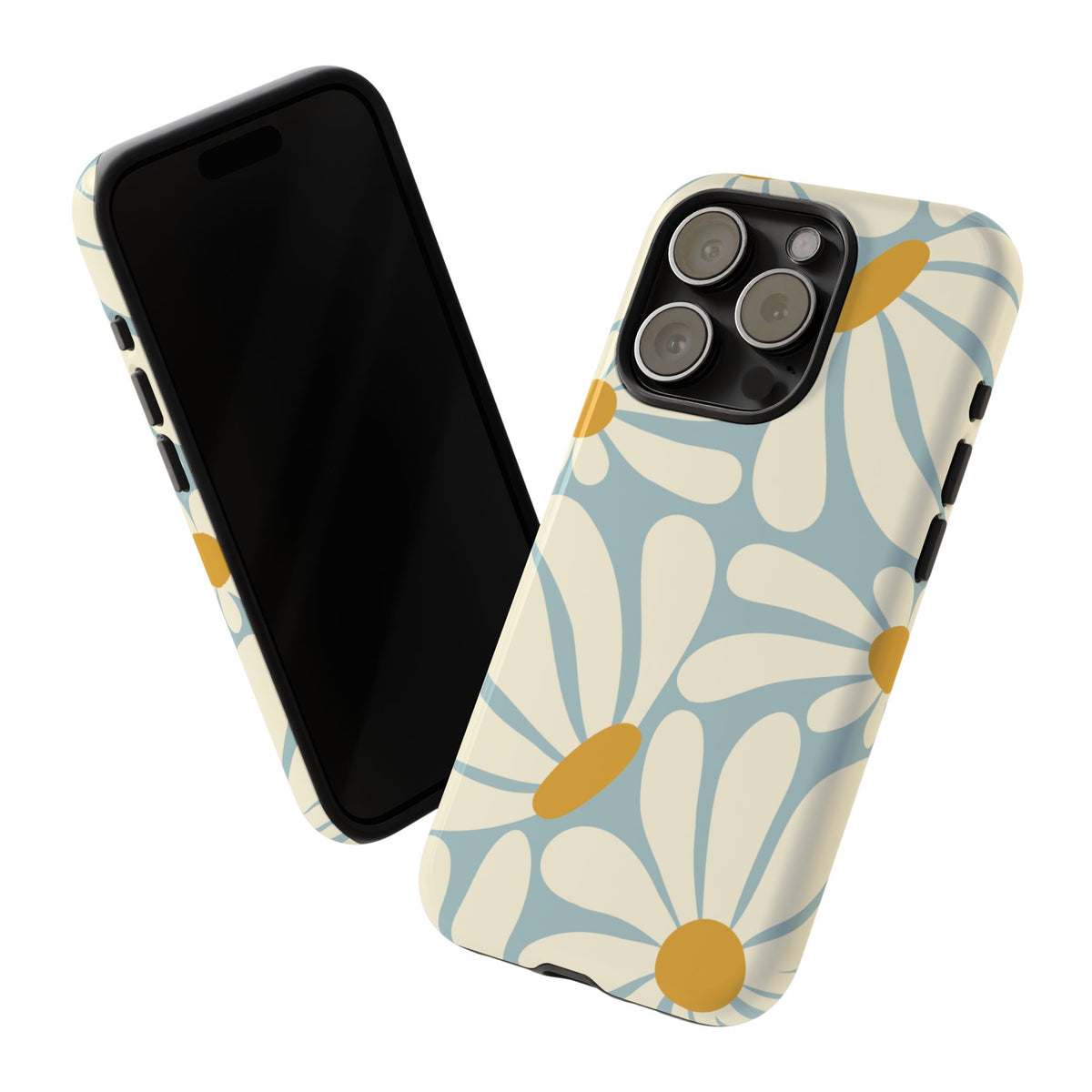 Retro Light Blue Daisy Pattern Phone Case - Blue Phone Case