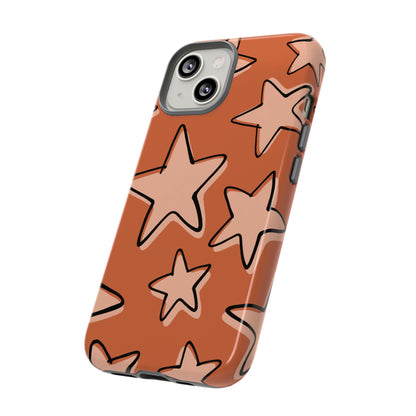 Burnt Orange Doodle Star Phone Case