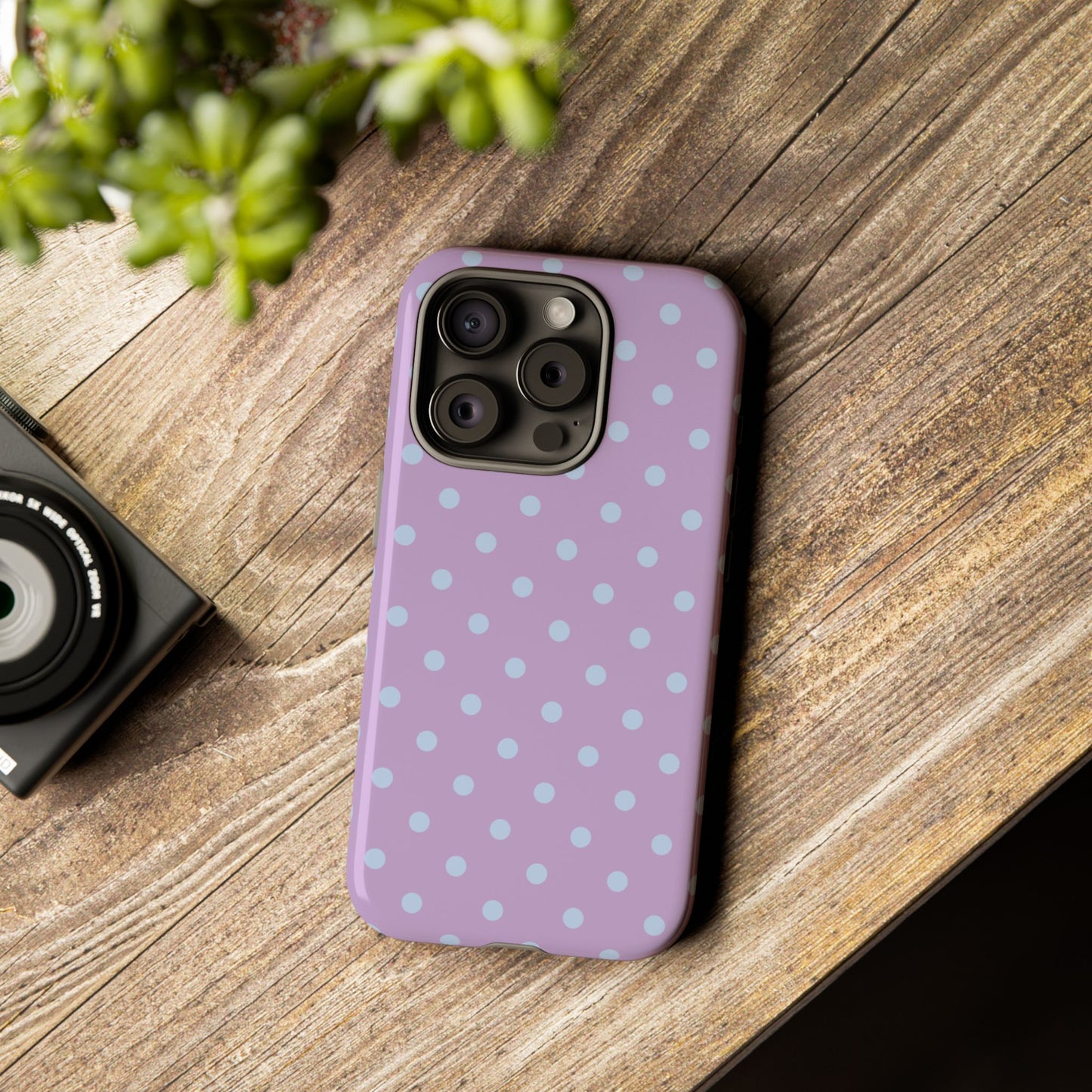 Trendy Lilac & Ice Blue Dot Pattern Phone Case