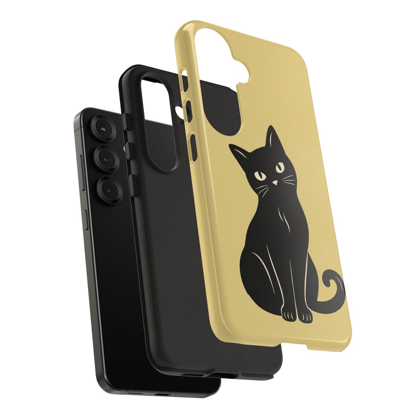 Minimalist Butter Yellow & Black Cat Phone Case