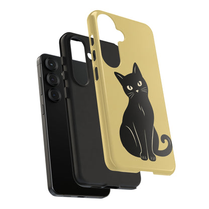 Minimalist Butter Yellow & Black Cat Phone Case
