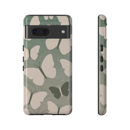 Google Pixel 7 / Glossy Phone Case - Minimalist Light Green Butterfly Pattern Phone Case