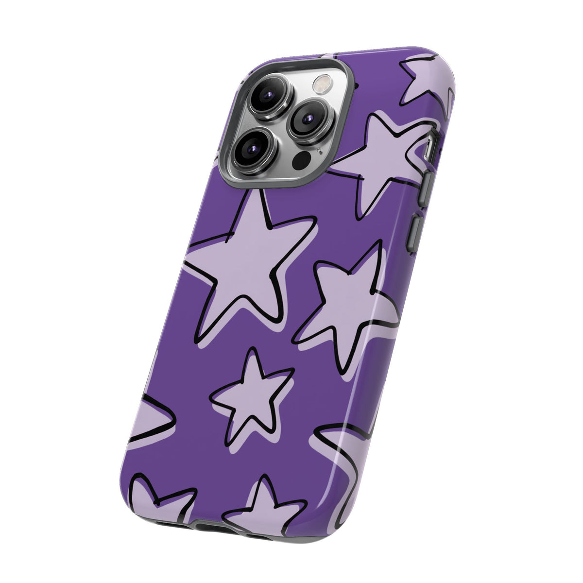 Violet Purple Doodle Star Phone Case