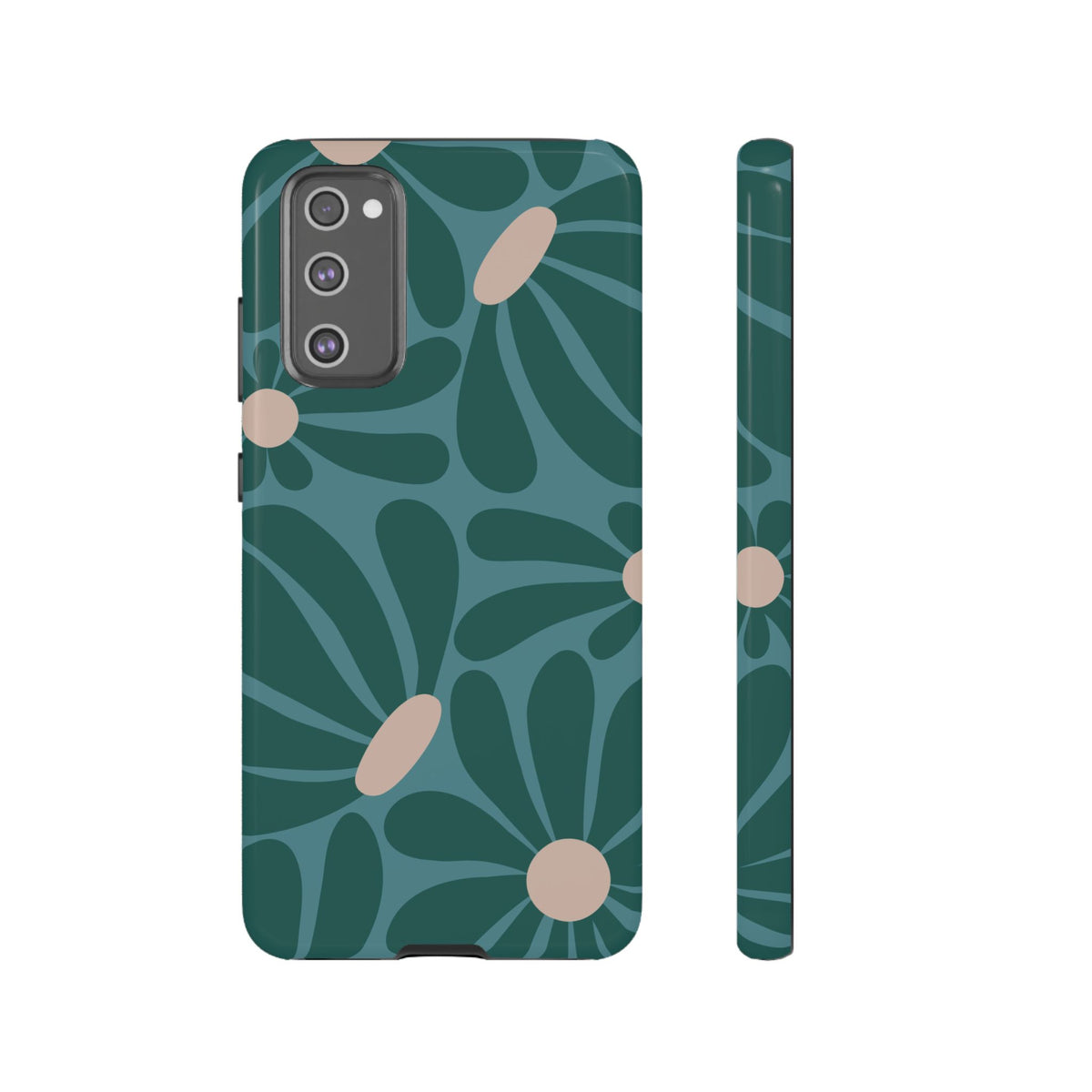 Retro Turquoise Daisy Pattern Phone Case - Green Phone Case - Samsung Galaxy S20 FE / Glossy