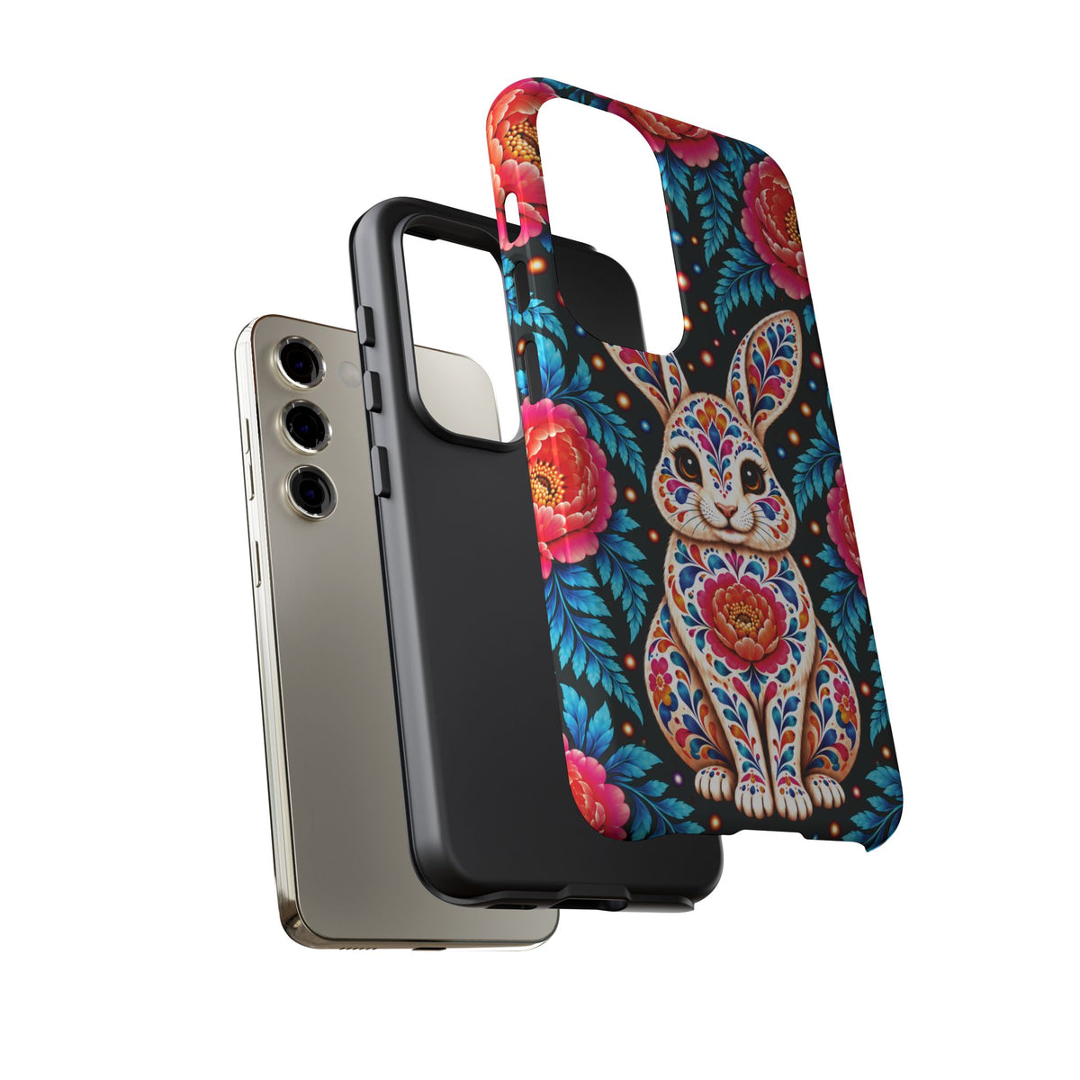 Cute Pink and Turquoise Calavera Bunny Phone Case - Multicolor Phone Case