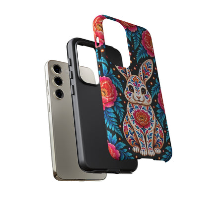 Cute Pink and Turquoise Calavera Bunny Phone Case - Multicolor Phone Case