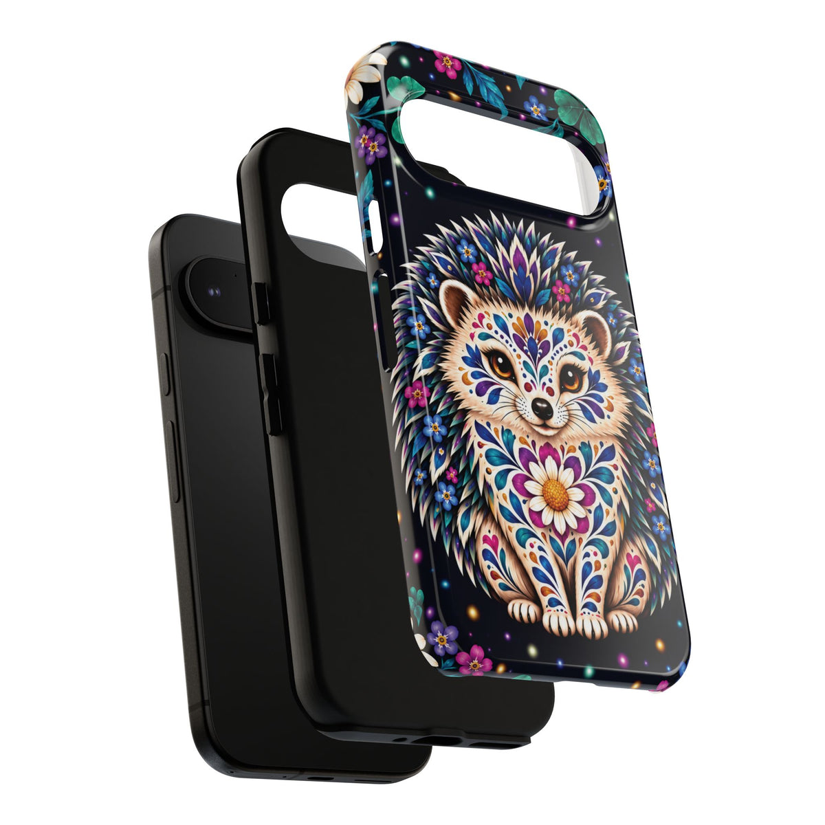 Vibrant Purple and Teal Calavera Hedgehog Phone Case - Multicolor Phone Case