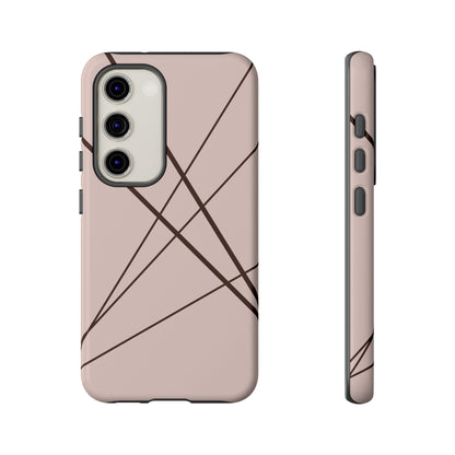 Abstract Pink with Brown Lines Phone Case - Pink Phone Case - Samsung Galaxy S23 / Glossy