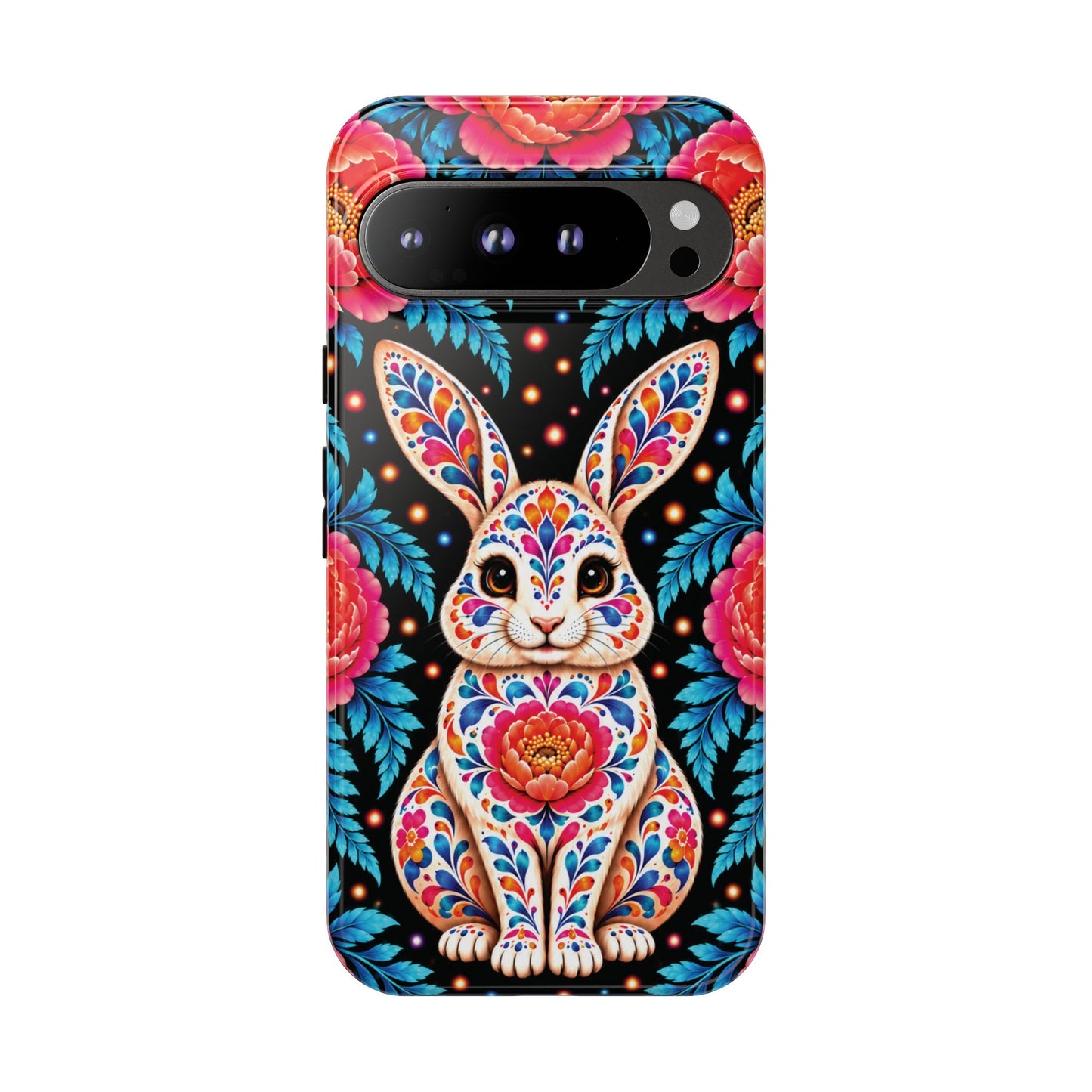 Cute Pink and Turquoise Calavera Bunny Phone Case - Multicolor Phone Case - Google Pixel 9 Pro XL / Glossy