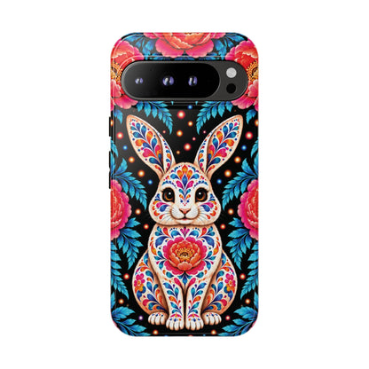 Cute Pink and Turquoise Calavera Bunny Phone Case - Multicolor Phone Case - Google Pixel 9 Pro XL / Glossy