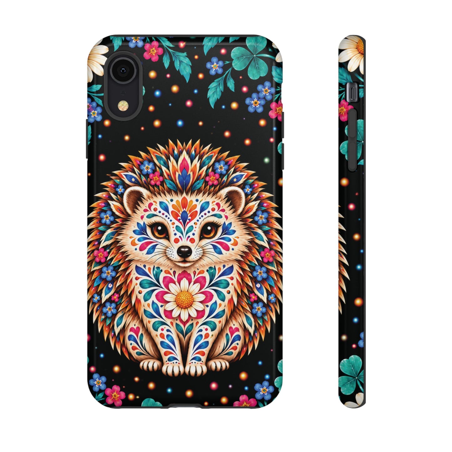 Vibrant Orange and Turquoise Calavera Hedgehog Phone Case - Multicolor Phone Case - iPhone XR / Glossy