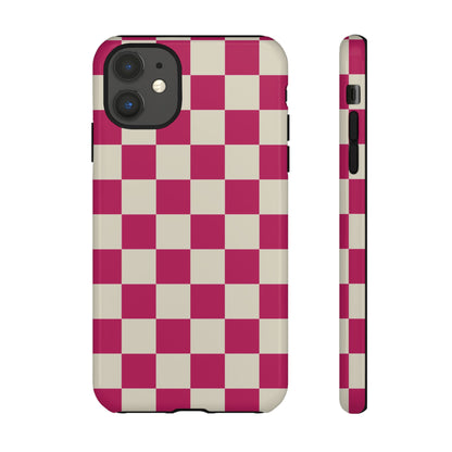 Pink & White Checked Pattern Phone Case - Pink Phone Case - iPhone 11 / Glossy