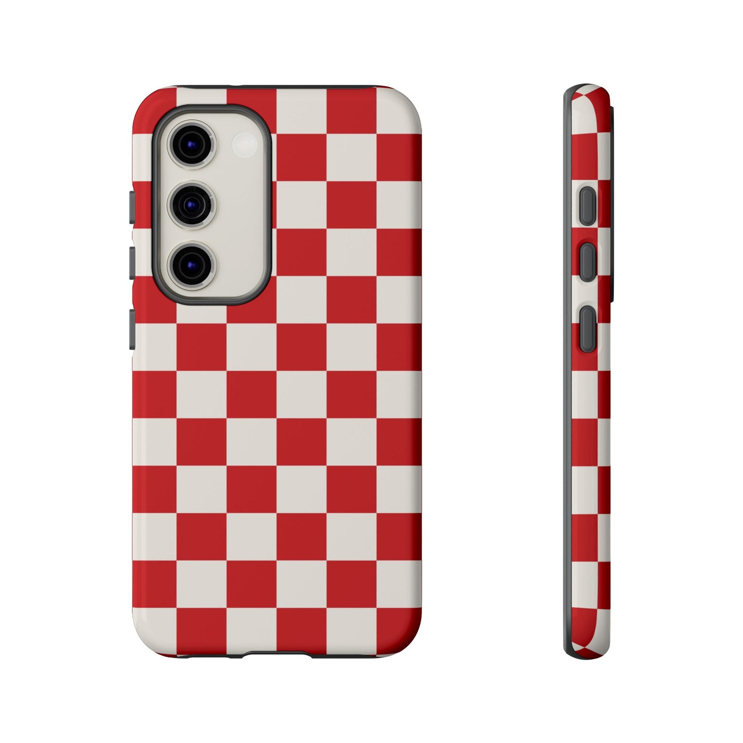 Samsung Galaxy S23 / Glossy Phone Case - ’Red Checkered Pattern’ Phone Case