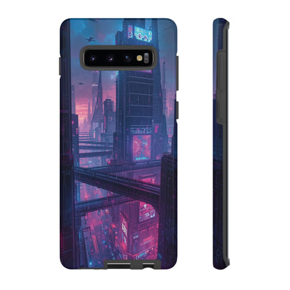 Neon Cyberpunk Megacity Sci-fi Phone Case - Blue Phone Case
