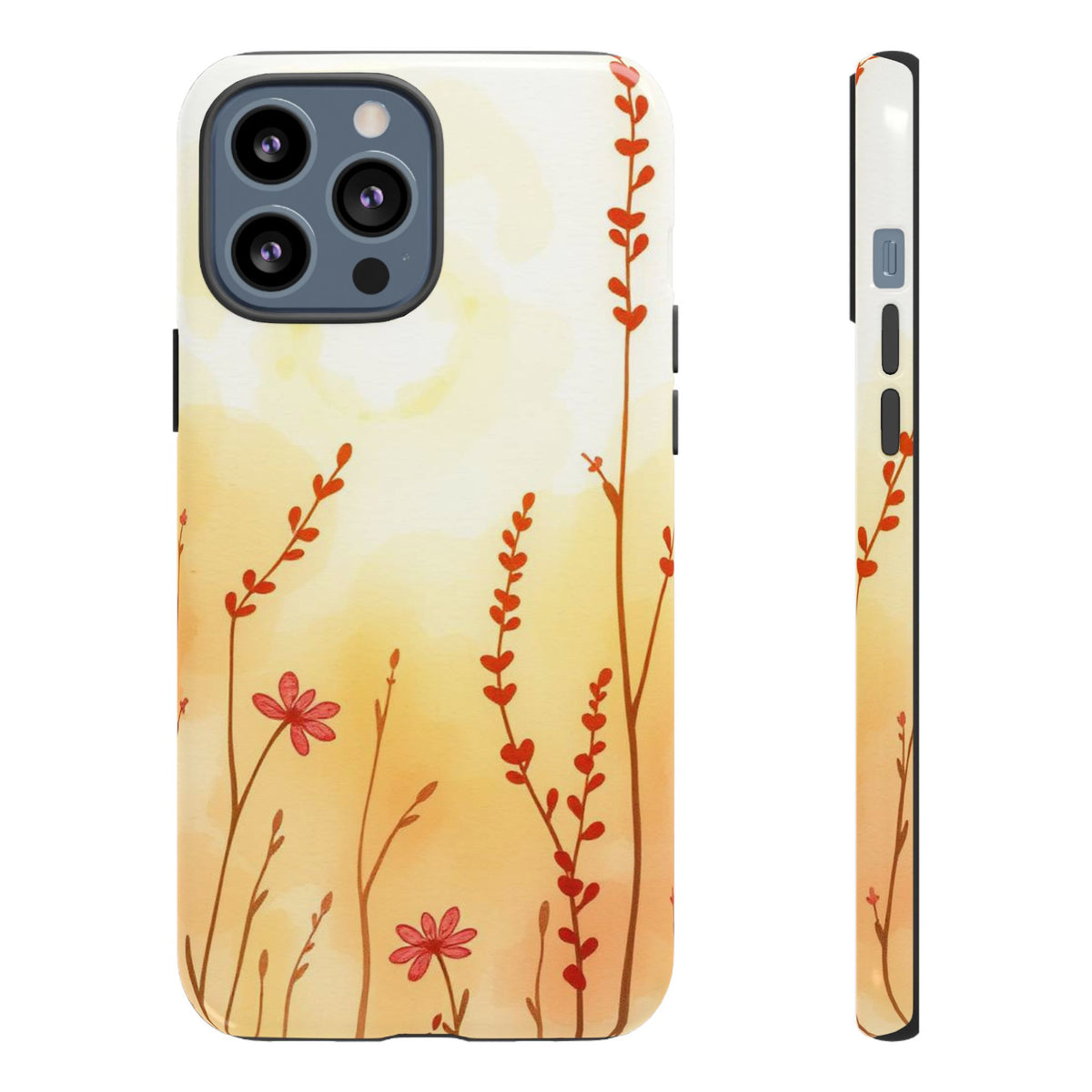 Boho Chic Watercolour Wildflower Dusk Pattern Phone Case - Multicolor Phone Case - iPhone 13 Pro Max / Glossy