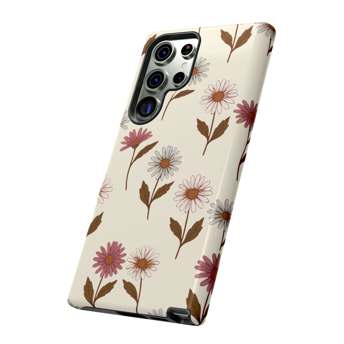 Pretty Cream & Rose Daisy Pattern Phone Case