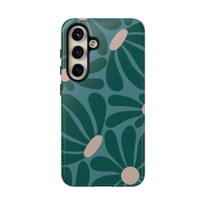 Retro Turquoise Daisy Pattern Phone Case - Green Phone Case - Samsung Galaxy S24 / Glossy