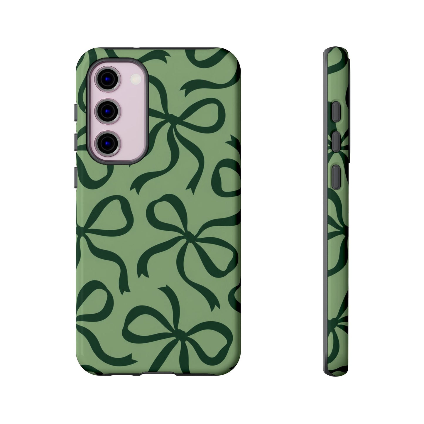 Bold Sage Green and Forest Green Bow Pattern Phone Case