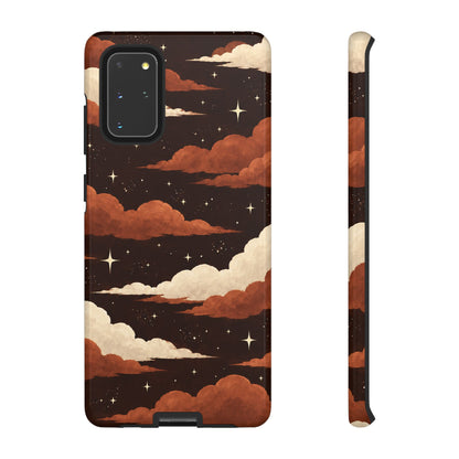 Illustrated Burnt Orange Clouds & Stars Phone Case
