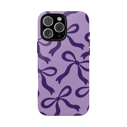Bold Lilac and Deep Purple Bow Pattern Phone Case - Purple Phone Case - iPhone 16 Pro Max / Glossy
