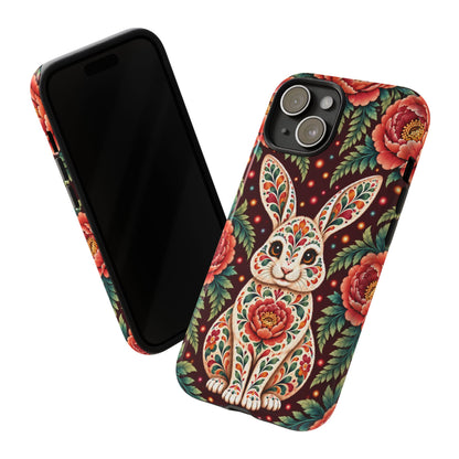 Cute Terracotta and Teal Calavera Bunny Phone Case - Phone Case