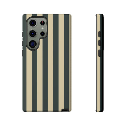 Green & Beige Stripe Pattern Phone Case - Green Phone Case - Samsung Galaxy S23 Ultra / Glossy