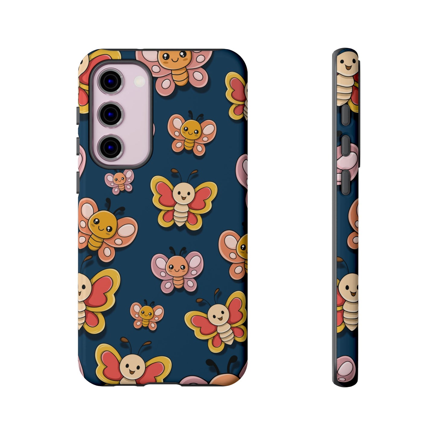 Dark Blue Butterfly Sticker Design Phone Case - Blue Phone Case - Samsung Galaxy S23 Plus / Glossy