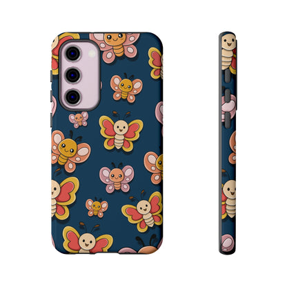 Dark Blue Butterfly Sticker Design Phone Case - Blue Phone Case - Samsung Galaxy S23 Plus / Glossy