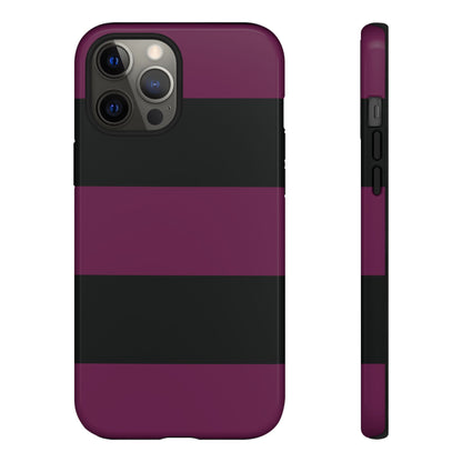 iPhone 12 Pro Max / Glossy Phone Case - Purple & Black Horizontal Stripe Pattern Phone Case