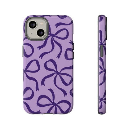 Bold Lilac and Deep Purple Bow Pattern Phone Case