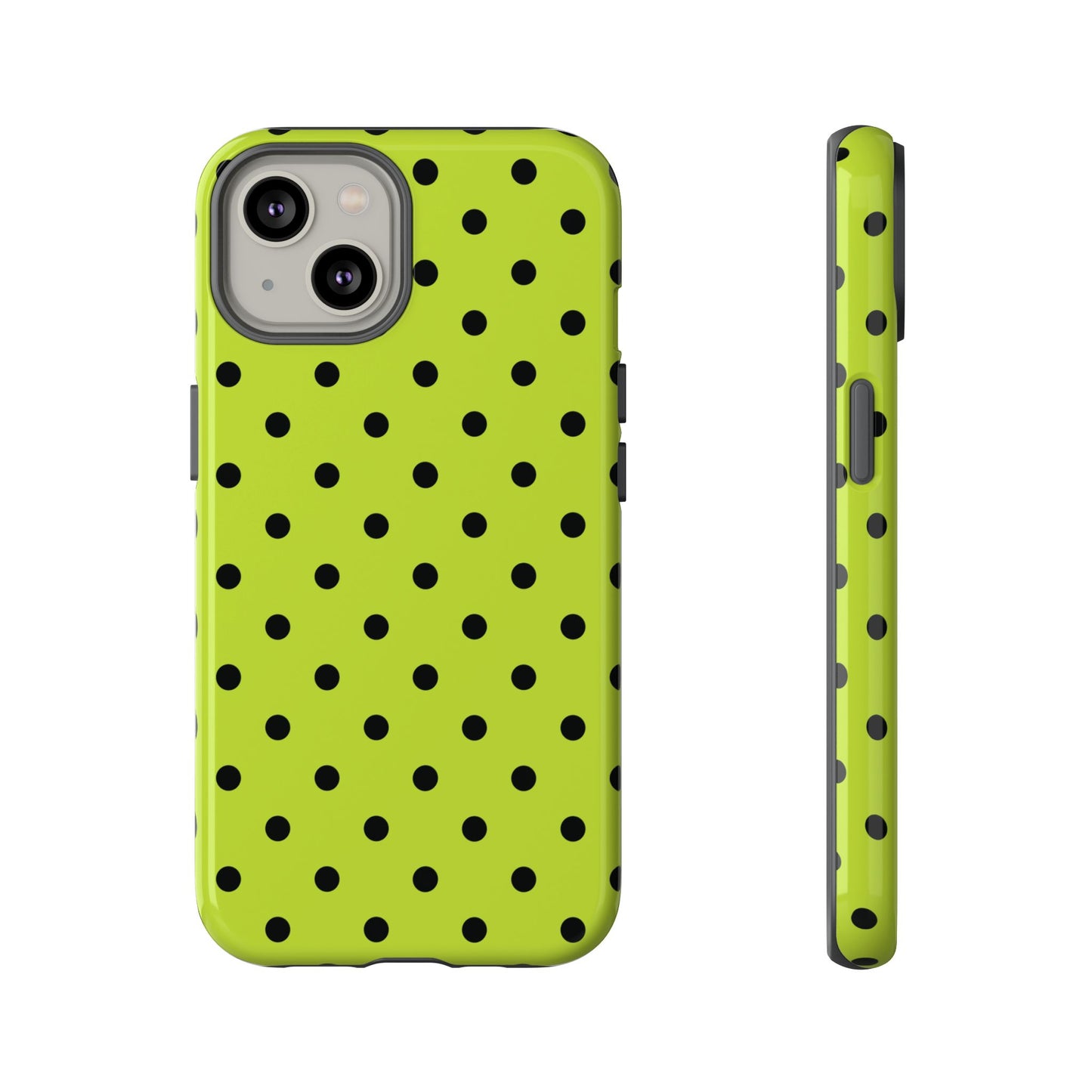 Trendy Neon Lime Green & Black Dot Pattern Phone Case