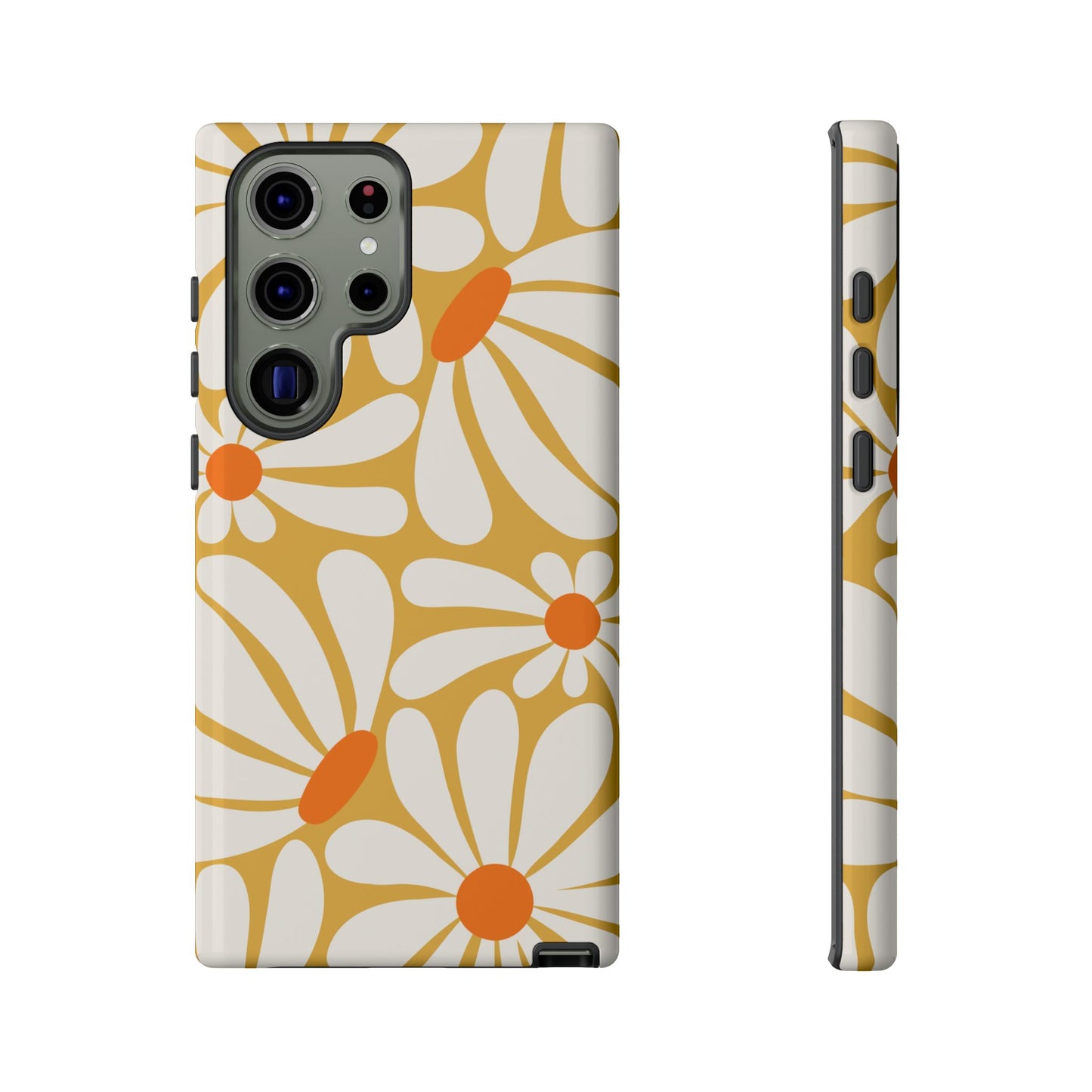 Samsung Galaxy S23 Ultra / Glossy Phone Case - Retro Yellow Daisy Pattern Phone Case