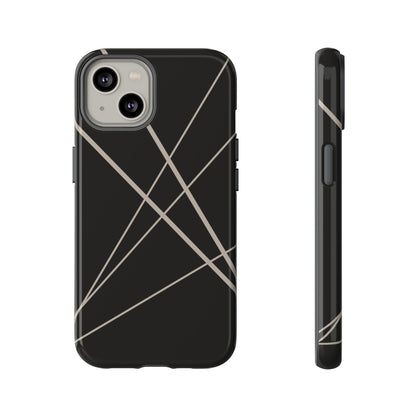 iPhone 14 / Glossy Phone Case - Abstract Black with Grey Lines Phone Case