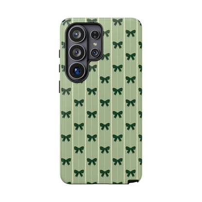 Retro Forest Green Bow Pattern Phone Case