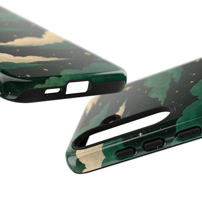 Illustrated Emerald Green Clouds & Stars Phone Case
