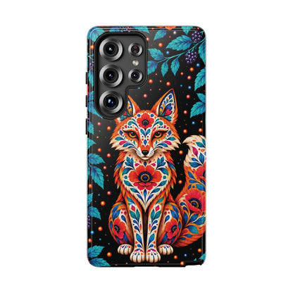 Vibrant Orange and Turquoise Calavera Fox Phone Case - Multicolor Phone Case - Samsung Galaxy S25 Ultra / Glossy