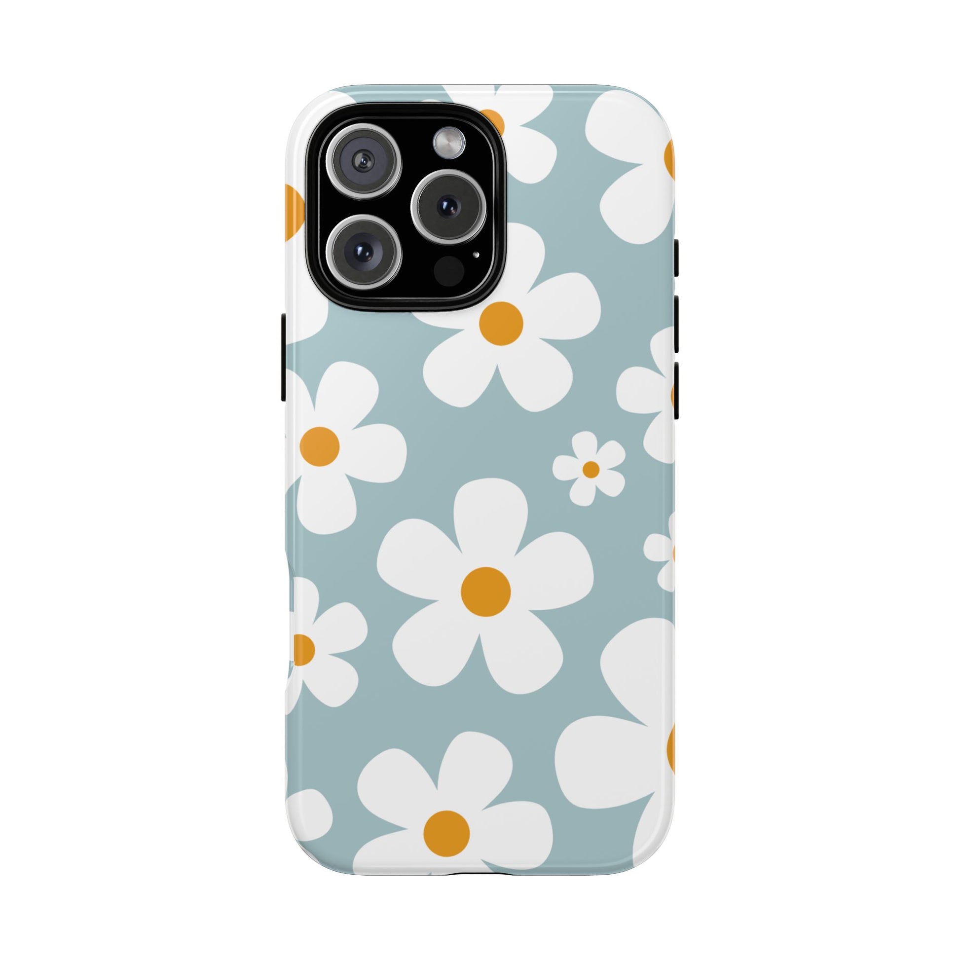 Cute Blue Daisy Pattern Phone Case - Blue Phone Case - iPhone 16 Pro Max / Glossy