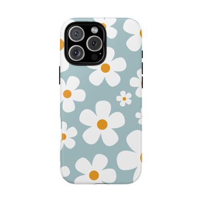 iPhone 16 Pro Max / Glossy Phone Case - ’Blue Daisy Pattern’ Phone Case
