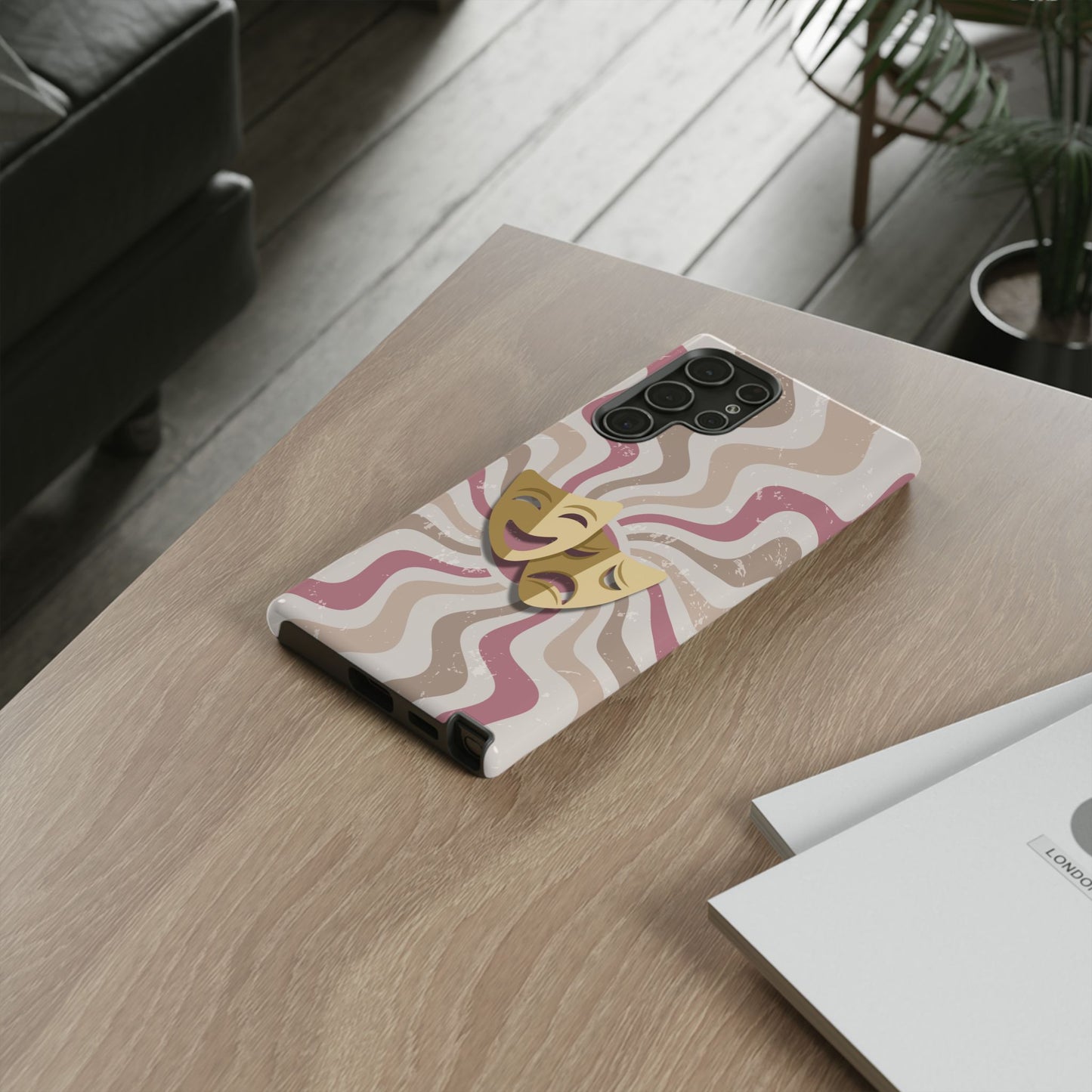 Comedy & Tragedy Masks – Pink Minimal Retro Wave Phone Case - Pink Phone Case