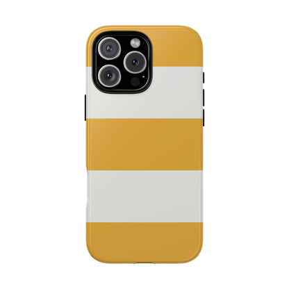 iPhone 16 Pro Max / Glossy Phone Case - Yellow & White Horizontal Stripe Pattern Phone Case