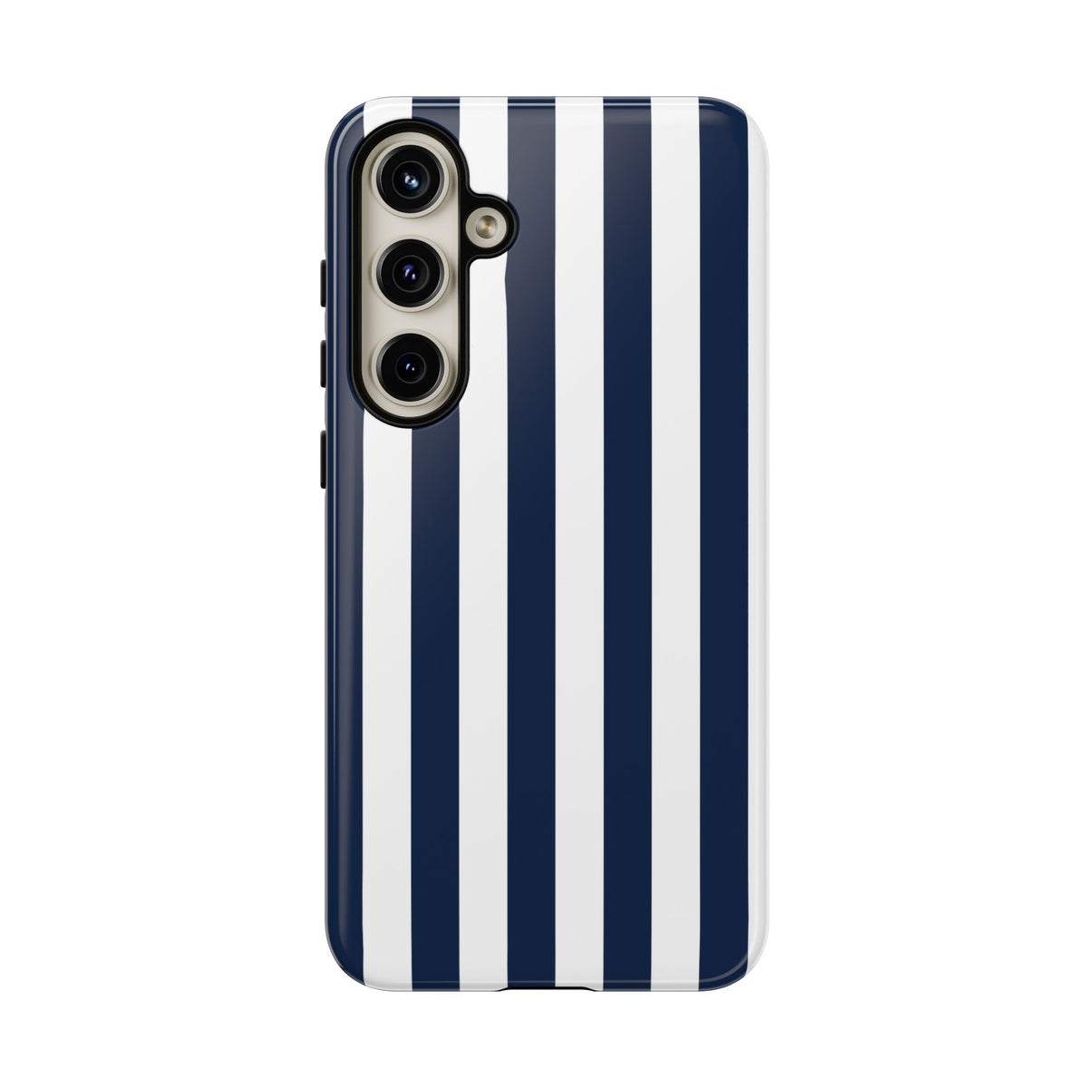 Simple Dark Blue & White Stripe Pattern Phone Case - White Phone Case - Samsung Galaxy S24 Plus / Glossy