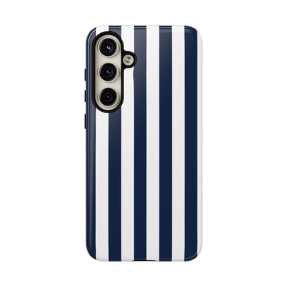 Simple Dark Blue & White Stripe Pattern Phone Case - White Phone Case - Samsung Galaxy S24 Plus / Glossy