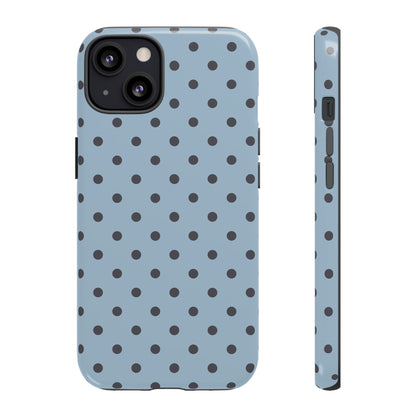 Light Blue with Dark Blue Dot Pattern Phone Case