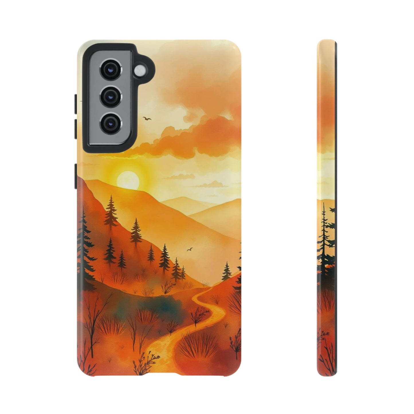 Samsung Galaxy S21 / Glossy Phone Case - Golden Sunset Design Phone Case