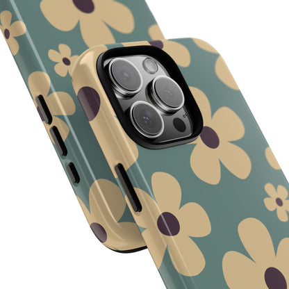Cute Blue & Cream Daisy Pattern Phone Case - Blue Phone Case