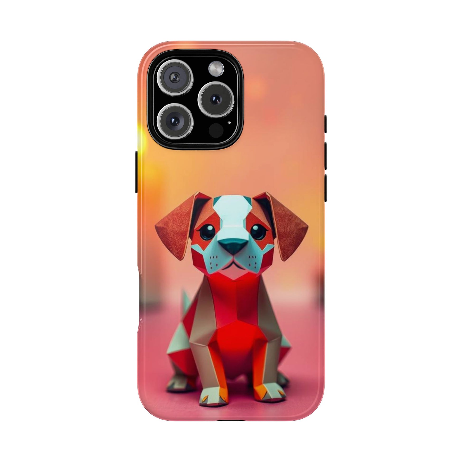 Quirky Origami Dog Design Phone Case - Red Phone Case - iPhone 16 Pro Max / Glossy