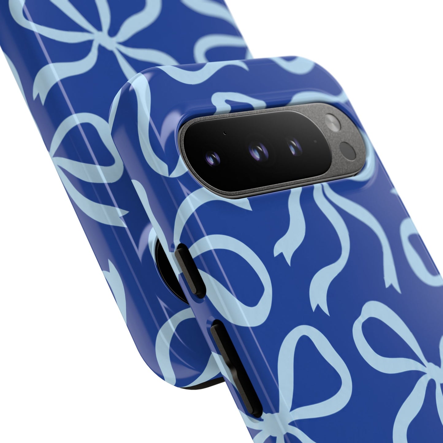 Bold Cobalt Blue and Powder Blue Bow Pattern Phone Case
