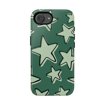 Forest Green Doodle Star Phone Case - Green Phone Case - iPhone 17e / Glossy